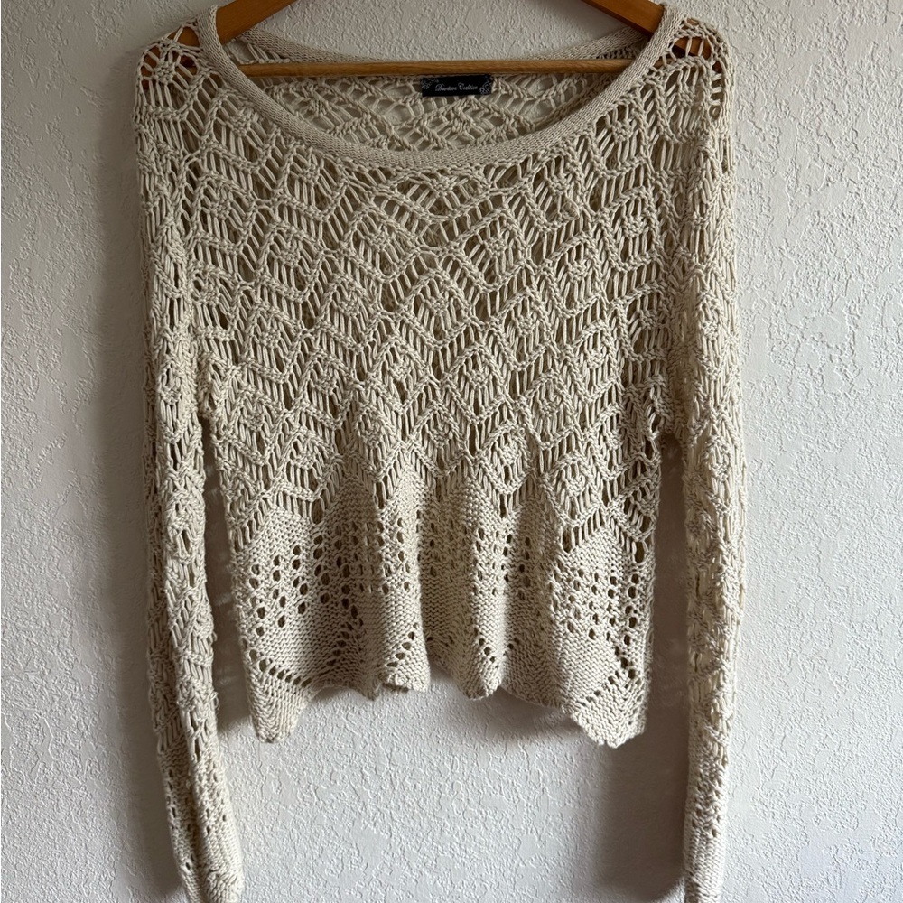 Cream Open-Knit Sweater